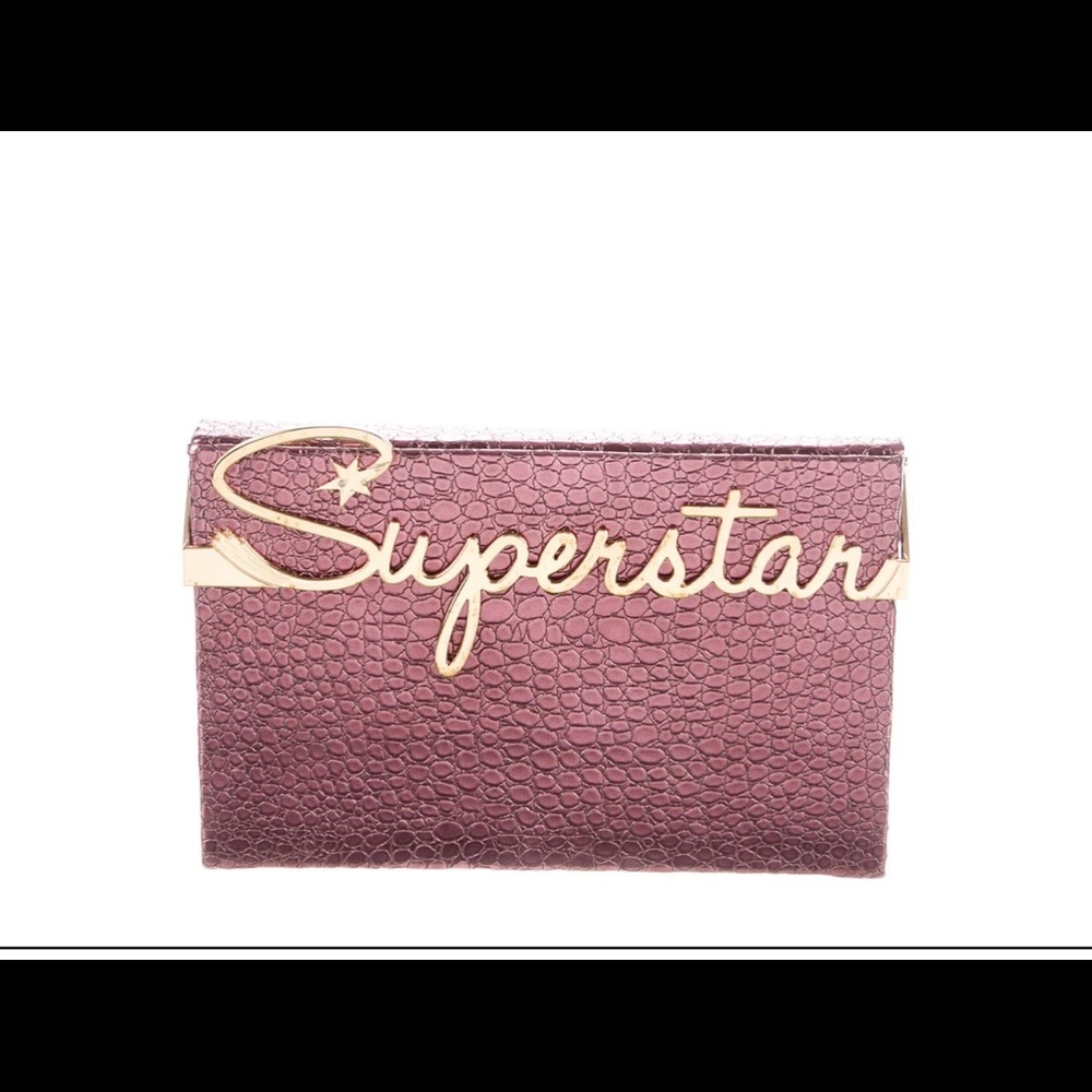 Charlotte Olympia “Superstar” Calf Leather embossed crocodile Vanity Clutch
